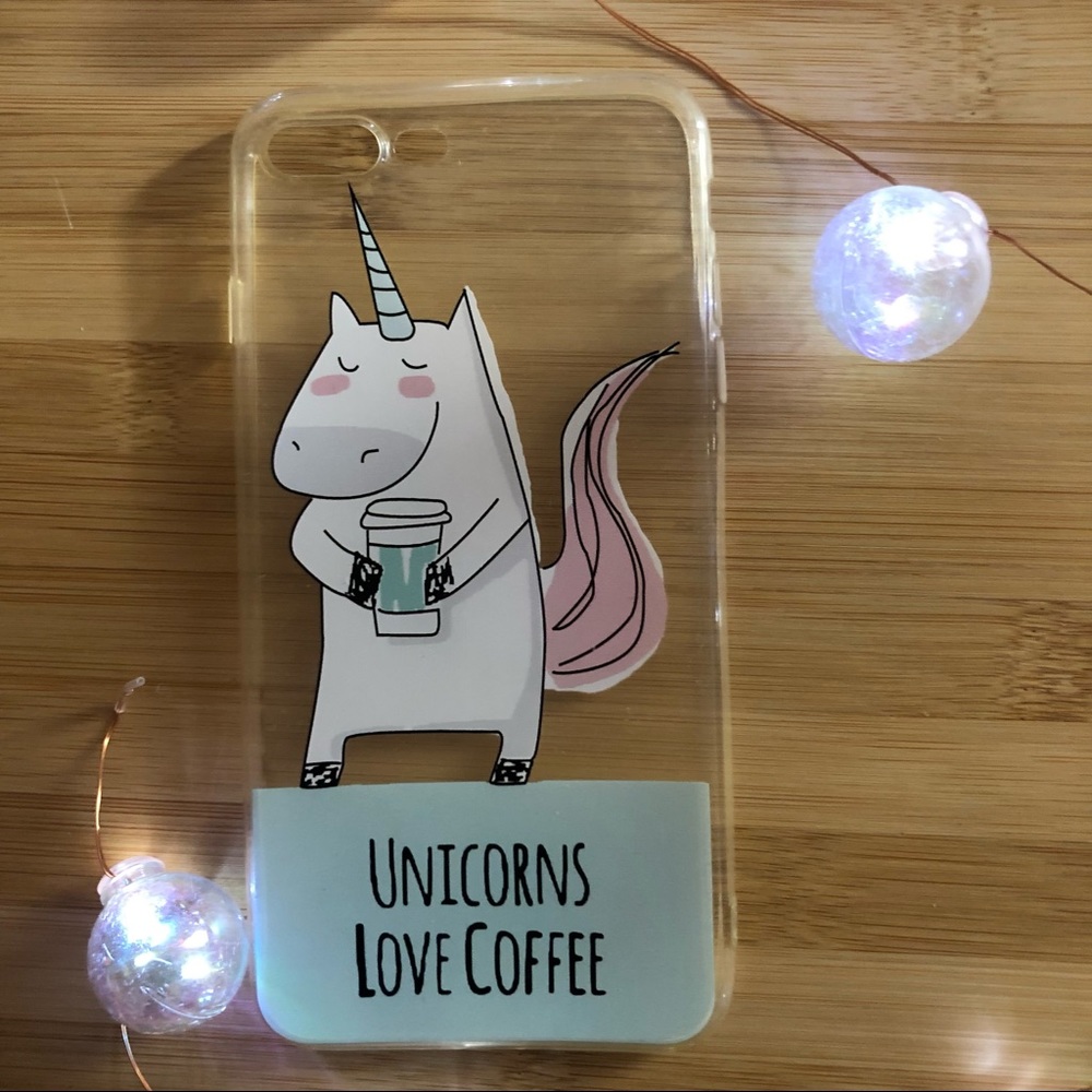 Unicorns love coffee iPhone case
